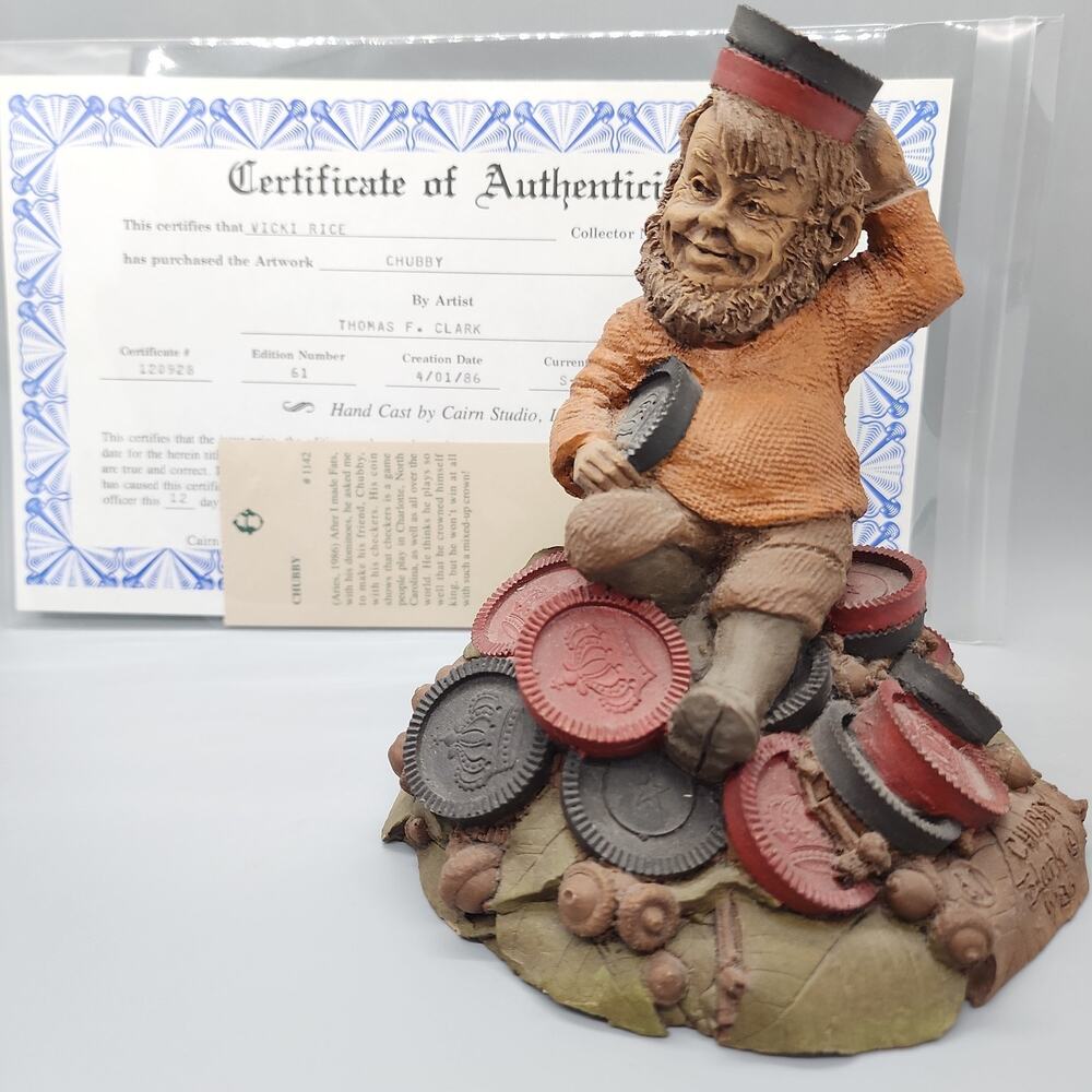 1986 Tom Clark Gnome CHUBBY Checker Tribute Figurine Cairn Studio COA Music 6in